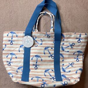 Salty Starfish - Happy Living Lg Beach Tote Bag Dbl Handle Nautical Beachy NWT